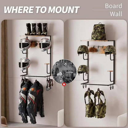 Iron Storage Helmet, Gloves, Boots Rack w/Hooks