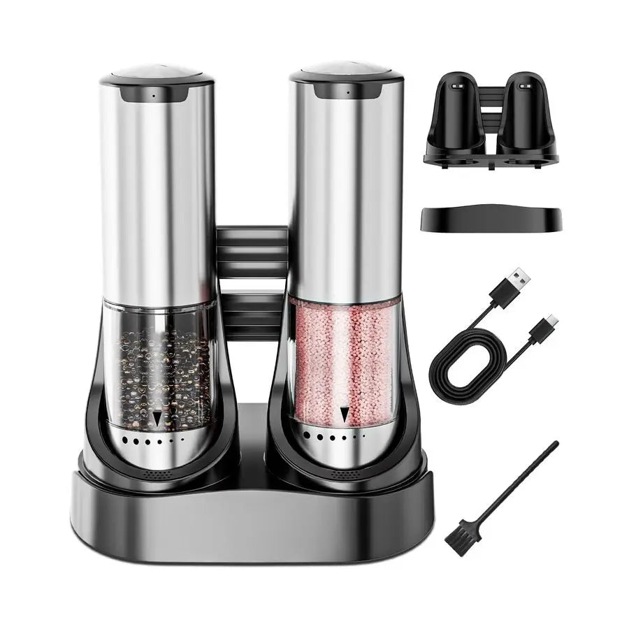 Salt and Pepper Grinder Set, 6 Grind Settings, Anti-clog