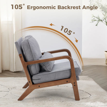 Mid Century Modern Wooden Accent Chair w/Arms