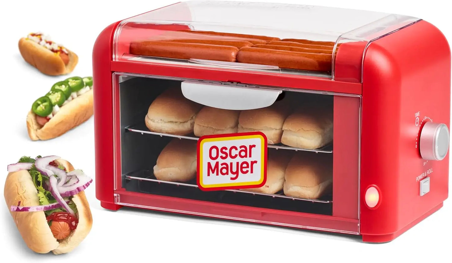 Extra Large 8 Hot Dog Roller Bun Toaster Oven, Non-Stick