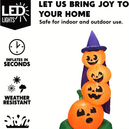 6 FT Inflatable Pumpkins with Witch Hat and Built-in LEDs