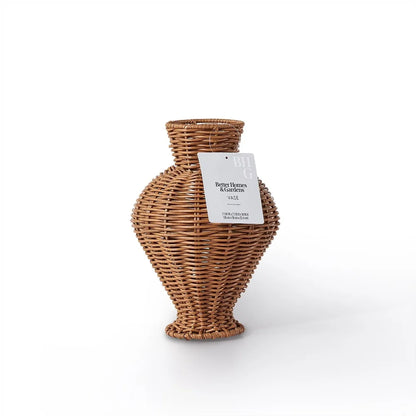 Woven Faux Rattan Decorative Vase, Flowerpot Planter