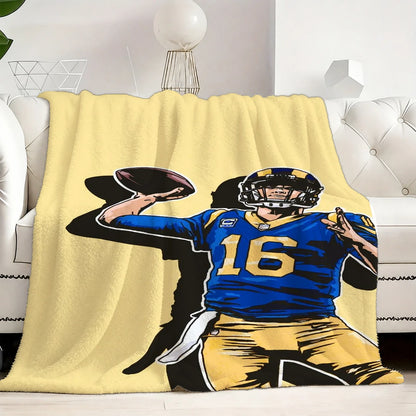 1pc Vintage American Football Player Print Throw Blanket