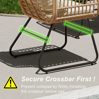 4pc Wicker Outdoor Furniture Set w/Cushions & Tempered Glass Table