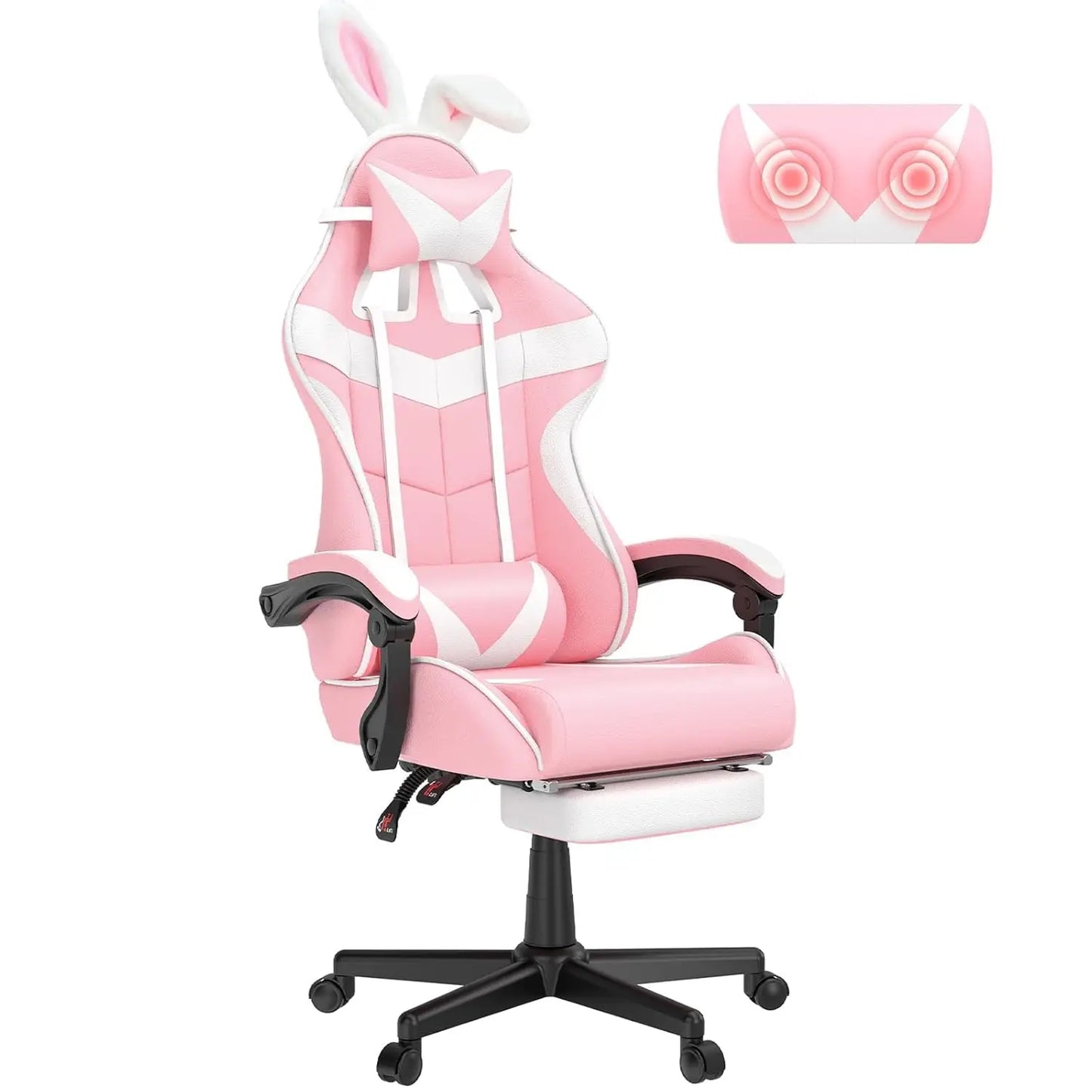 Ergonomic Adjustable Gaming Chair w/Footrest, Headrest, Lumbar Support
