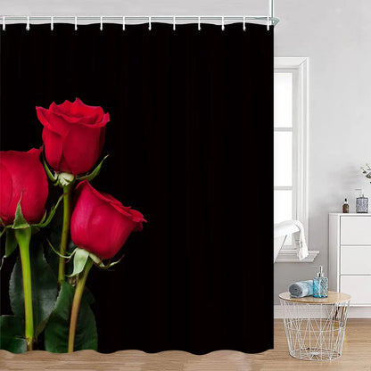 Red Roses Floral Shower Curtain, Romantic Flower