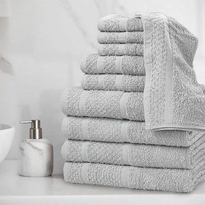 10pc Cotton Absorbent Bath Towels, Quick Dry, Washcloths, Hand Towels