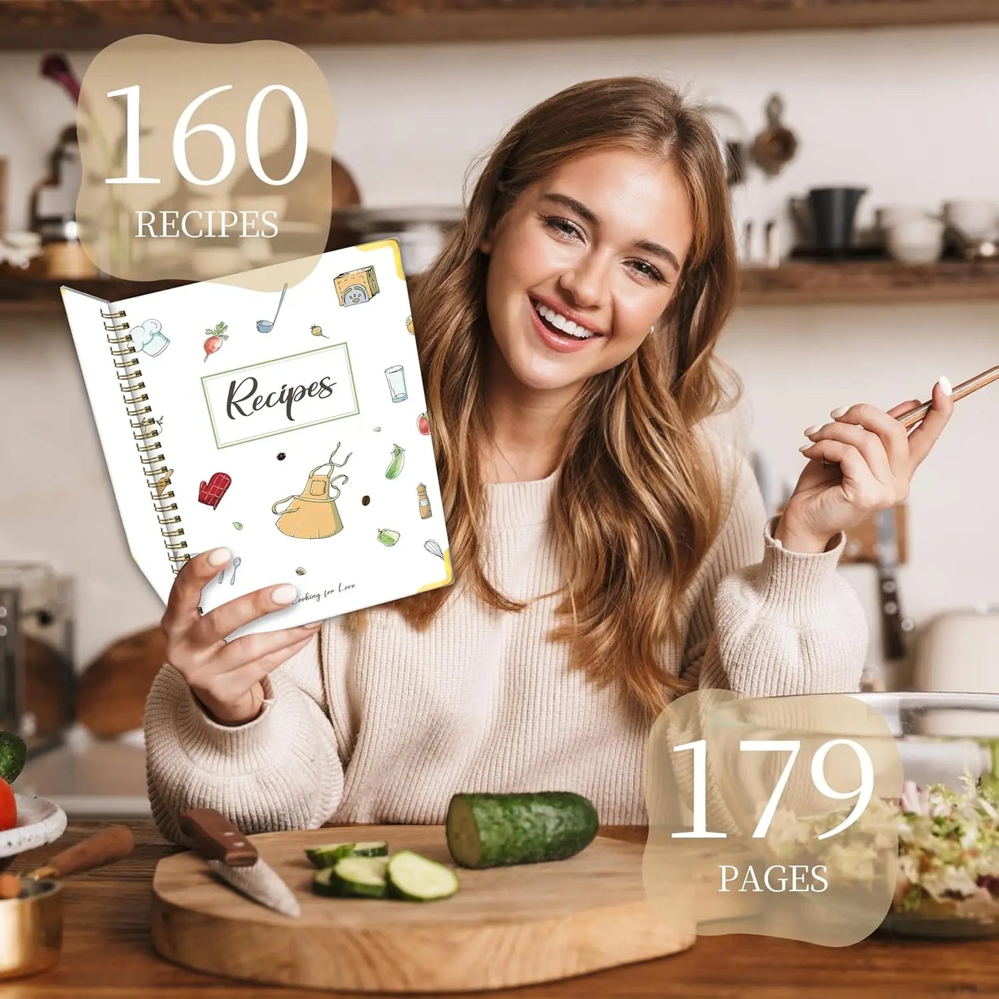 Blank Recipe Book w/175 Pages, Hardcover, Tab Stickers
