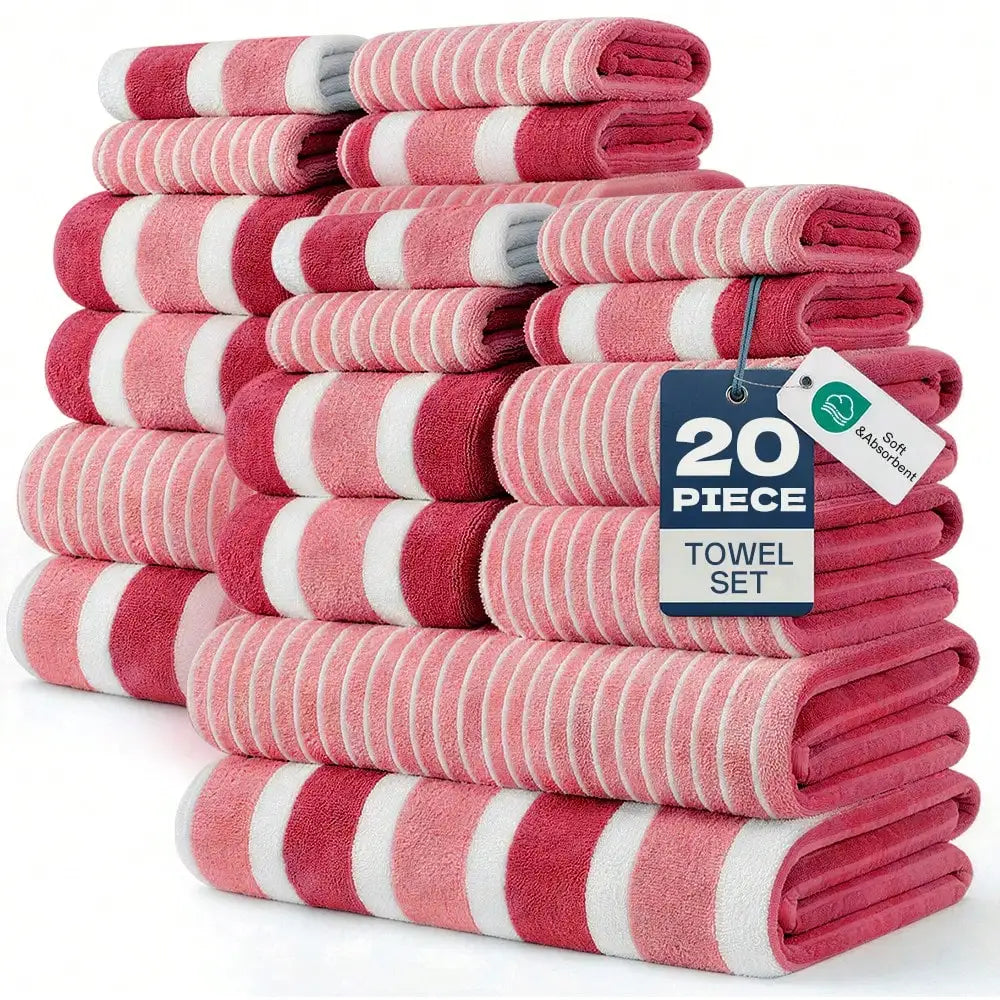 20pcs Soft & Absorbent Towel Set, Lightweight & Skin-Friendly, 280gsm