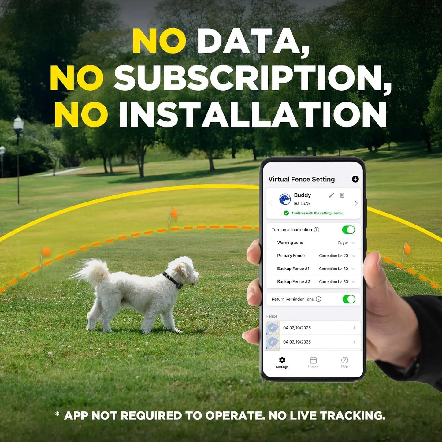 Multifunctional Wireless Dog Fence w/App, Smart Dog GPS Fence – No Subscription,