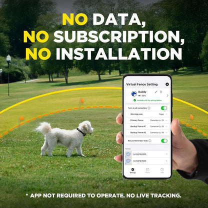 Multifunctional Wireless Dog Fence w/App, Smart Dog GPS Fence – No Subscription,