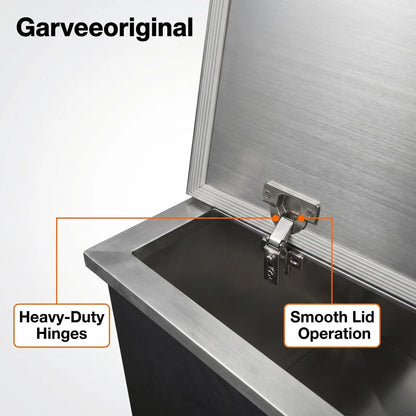 Large 45qt Capacity Stainless Steel Drop-in Ice Bin w/Lid & Drainpipe