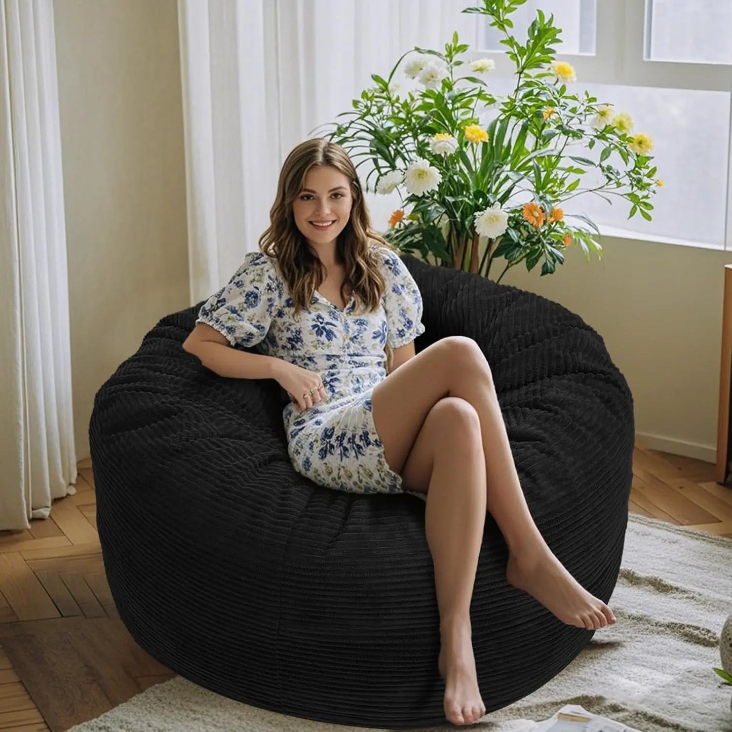 3ft Memory Foam Bean Bag Sofa w/Removable Cover