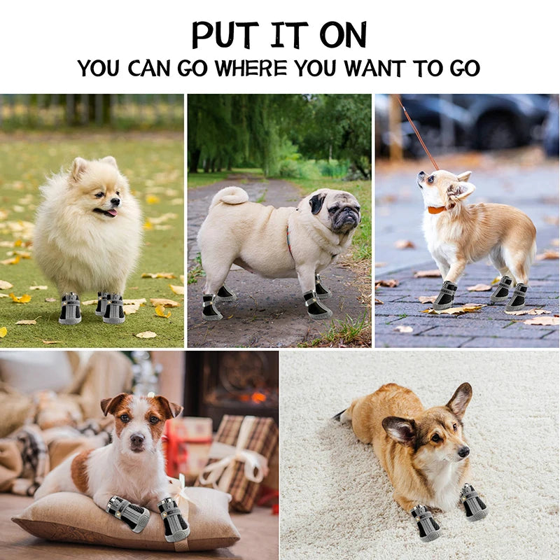 Dog Booties, Non-Slip Soles, Thick Plush Paw Protection