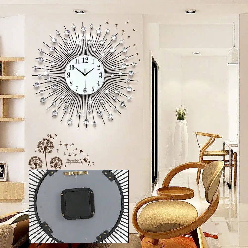 60cm/23.62" Sun Design Crushed Diamond Crystal Wall Clock