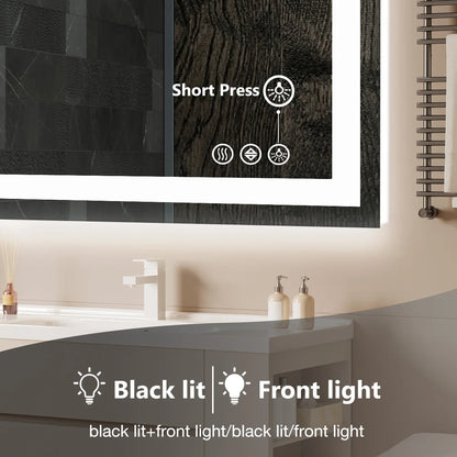 36"x 24", Bathroom Vanity Mirror, Memory Function, Front and Backlit