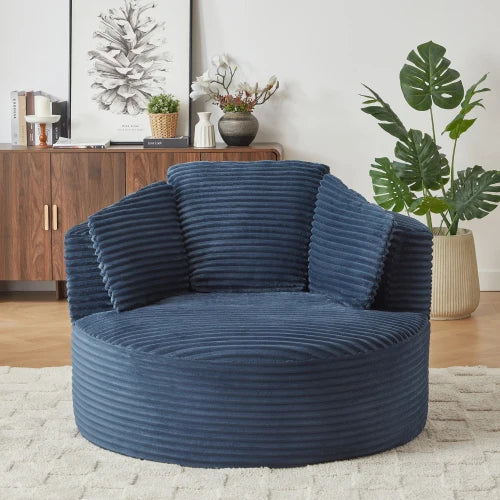 48.8" Round Boneless Chaise Sofa Chair with Backrest and 3 Pillows