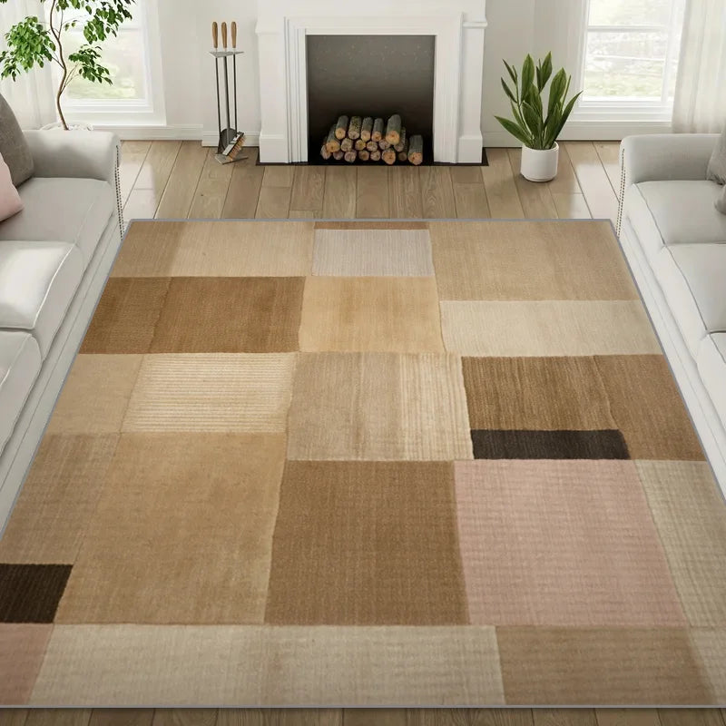 Nordic Minimalist Geometric Color Block Living Room Carpet