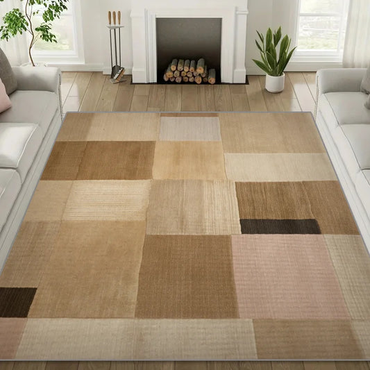 Nordic Minimalist Geometric Color Block Living Room Carpet