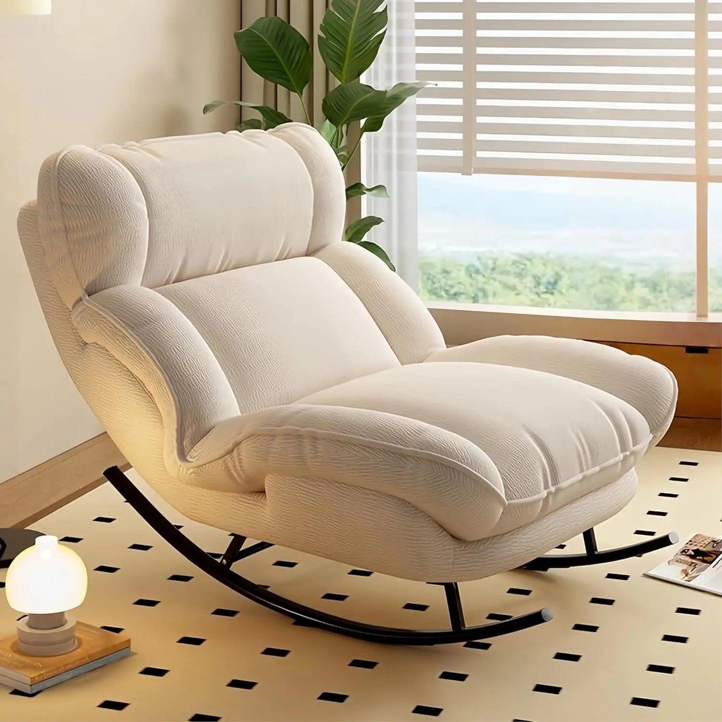 Comfortable, Ergonomic Rocking Chair w/Adjustable Backrest