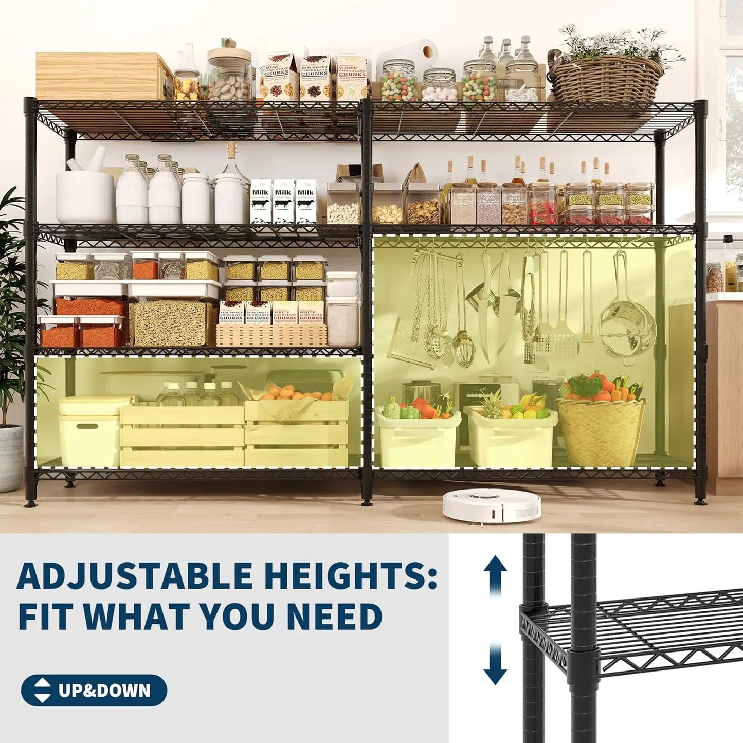 4/5 Tier Heavy Duty Adjustable Metal Pantry Shelving