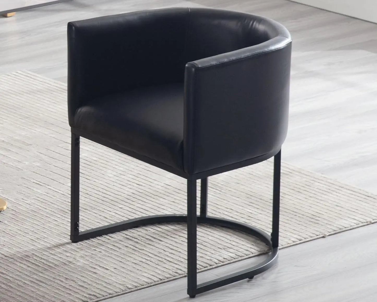 Faux Leather Upholstered Dining Chair, Barrel Back