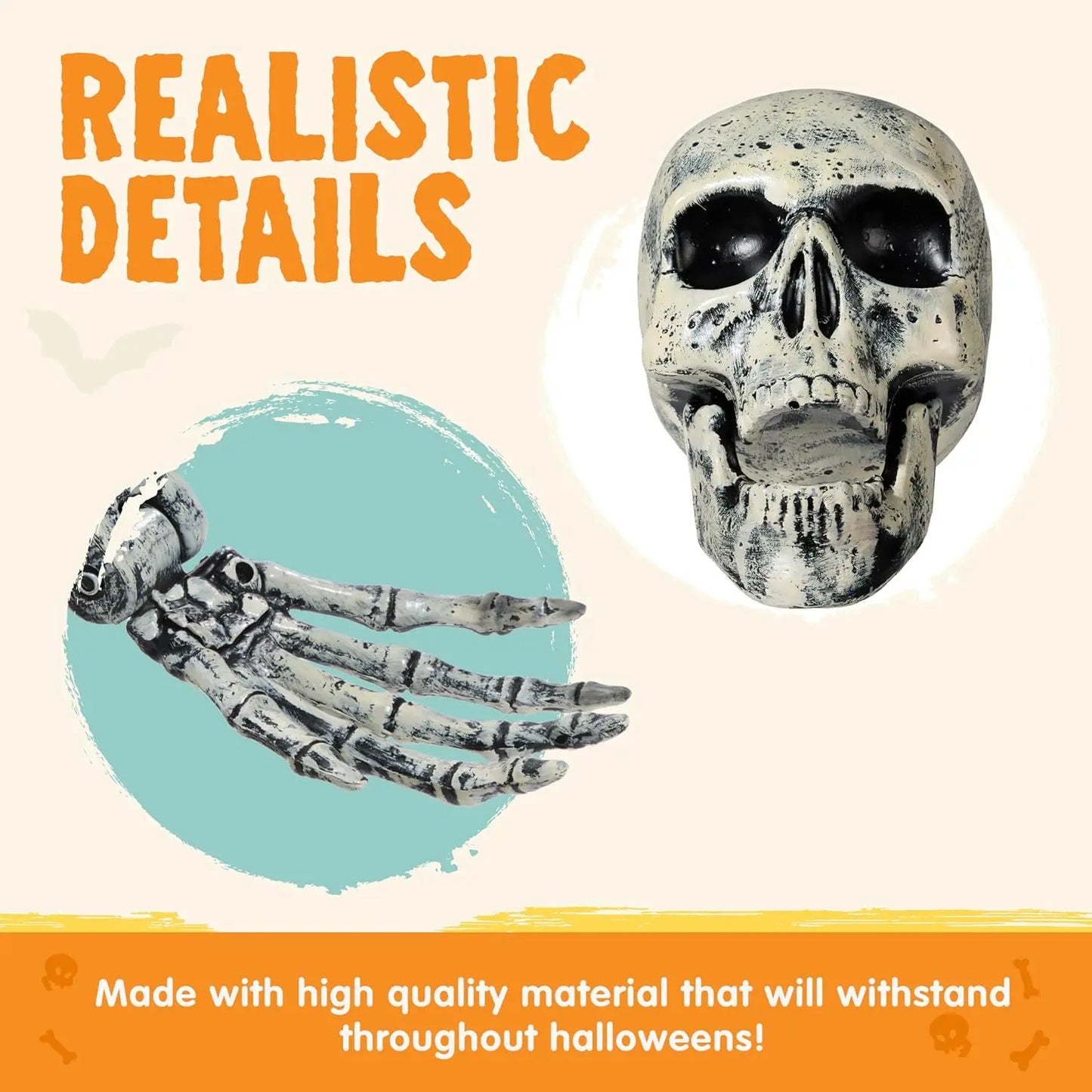 5pc Halloween Skeleton, Life Size Skeleton, Yard Stakes