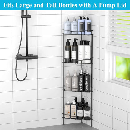 4-Tier Corner Shower Caddy Shelf w/Hooks