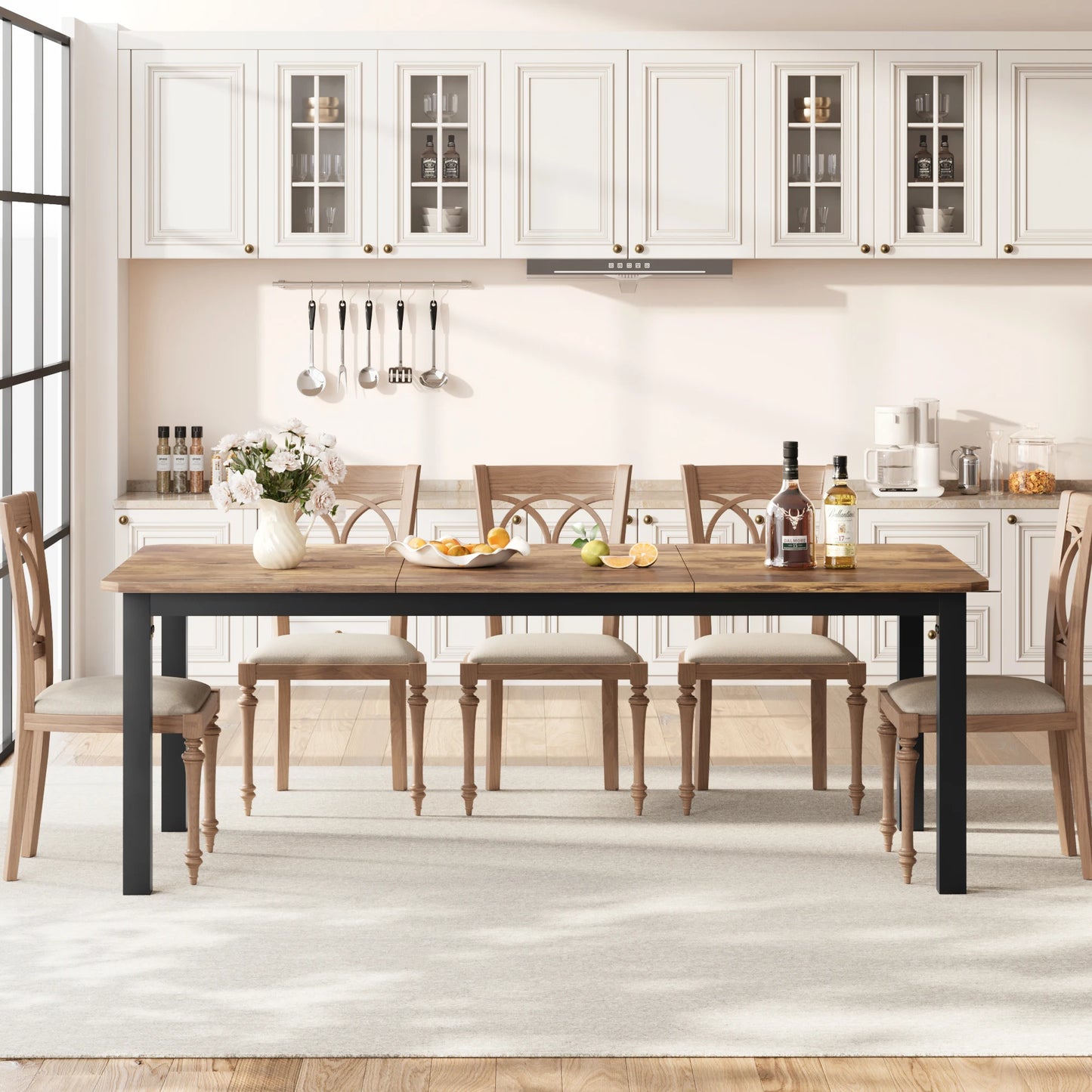 78" Rectangular Dining Table for 6-8 People, Chairs not included