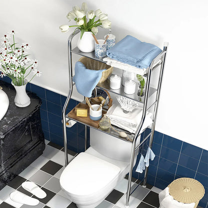 3-Tier Freestanding Over Toilet Storage Shelves, Paper Holder