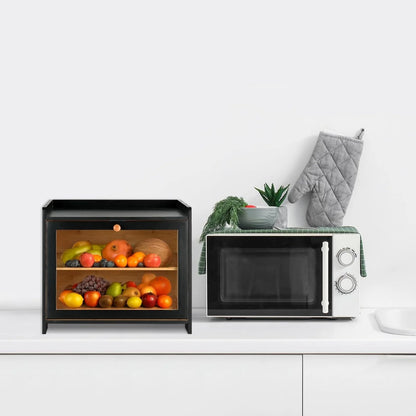2 Layer Large Farmhouse Bread Box with Window
