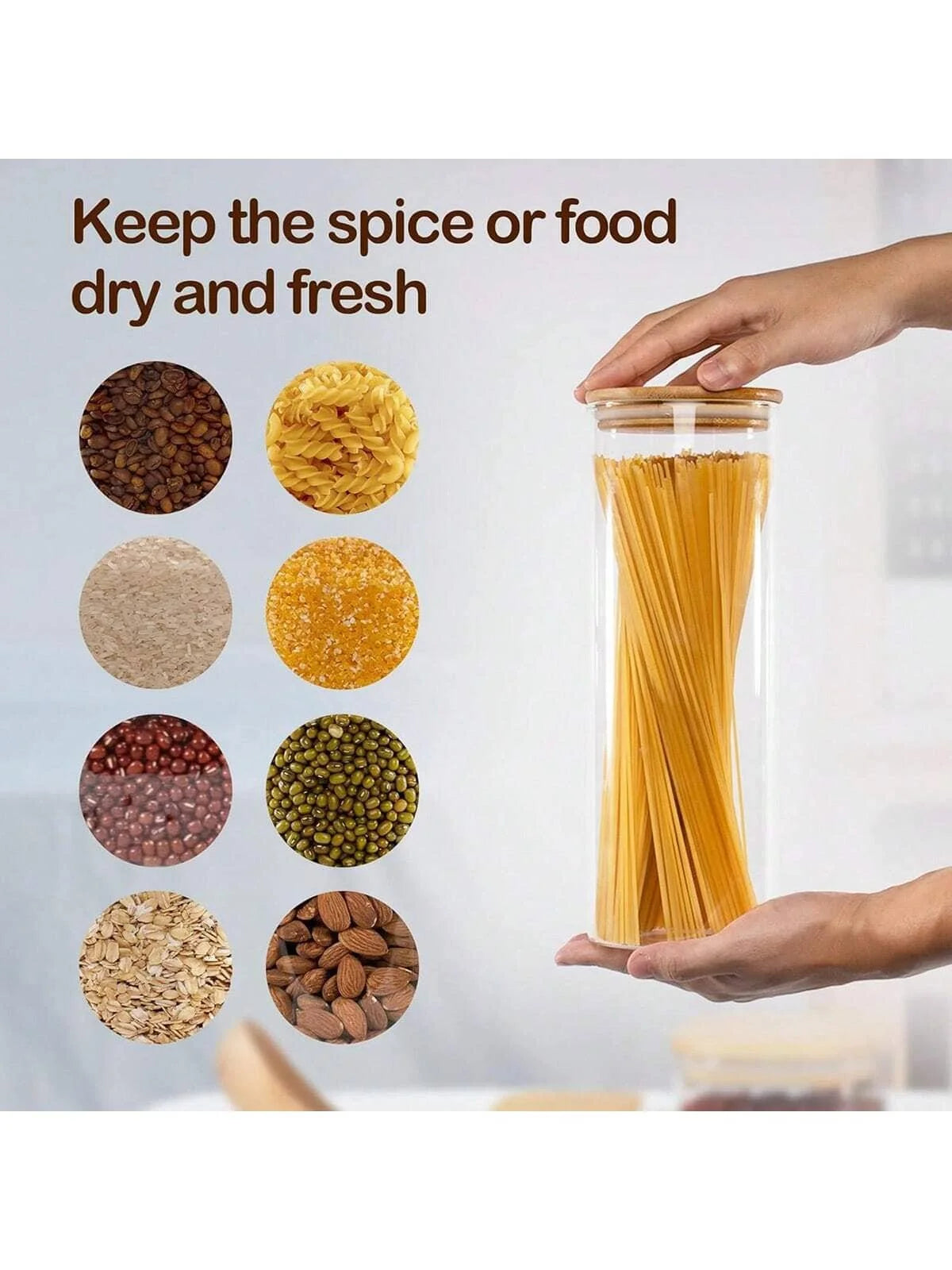 3/6PCS Glass Food Storage Jars w/Lids, 66OZ/1400ML Large Capacity