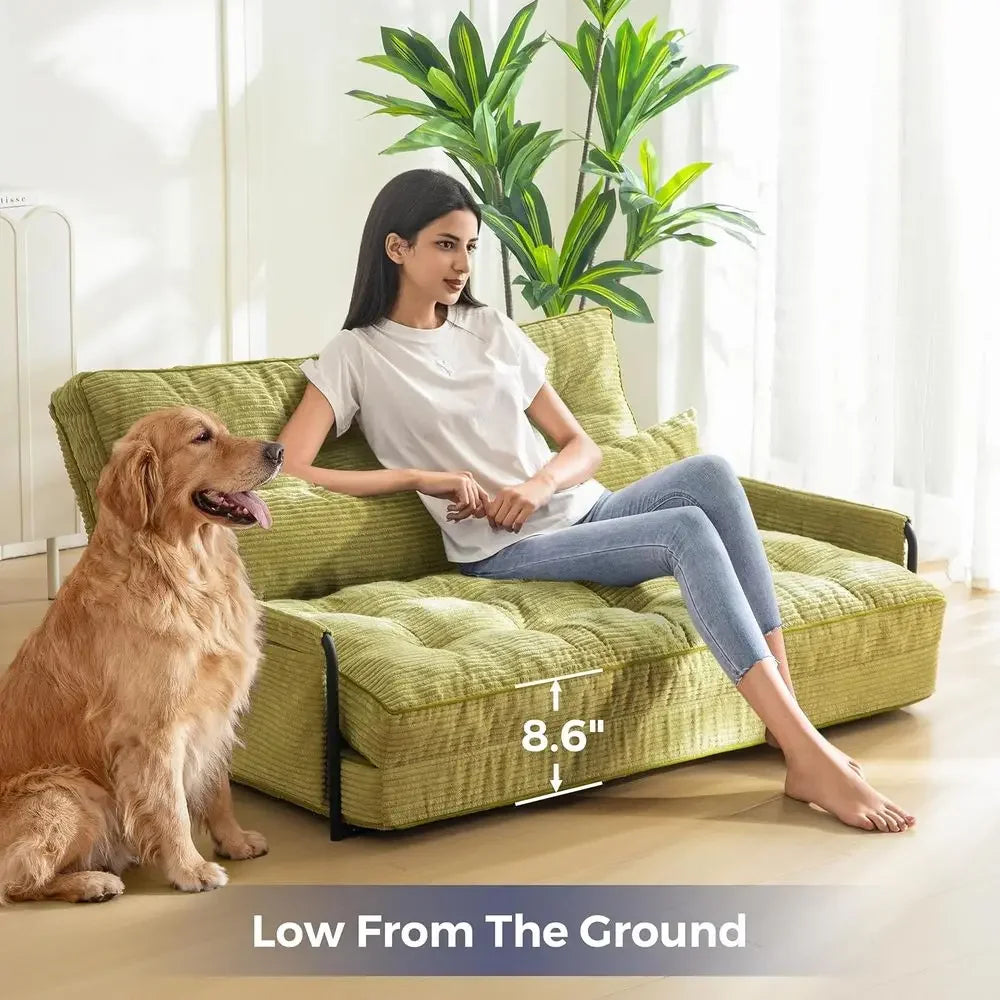 Versatile 5-Position Foldable Lazy Sofa Bed with 2 Pillows,
