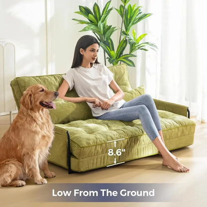 Versatile 5-Position Foldable Lazy Sofa Bed with 2 Pillows,