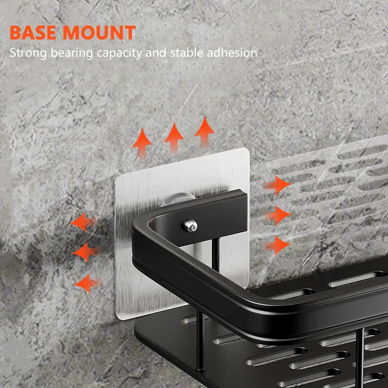 Wall Mount Corner Shelf Shower Storage Rack, No Drill