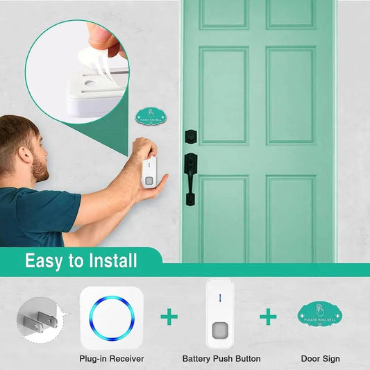 Wireless Doorbell, 55 Tunes, Waterproof