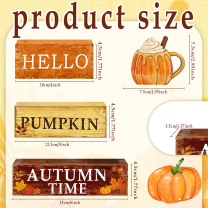 4pc Stackable Thanksgiving Rustic Farmhouse Wooden Sign Blocks