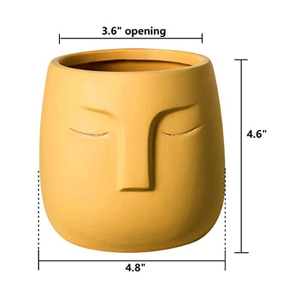 Head Ceramic Face Planter, Modern Flower Vase, Windowsill