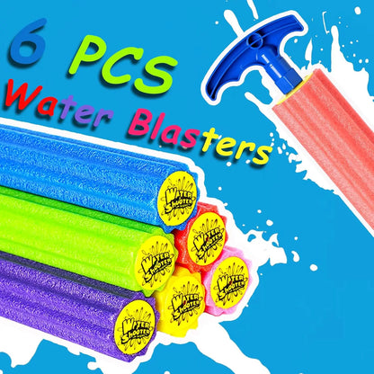 6pk Foam Squirt Guns for Kids & Adults, 33ft Range,