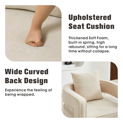 Set (2) Upholstered Swivel Accent Chair, Open Back Barrel Chair