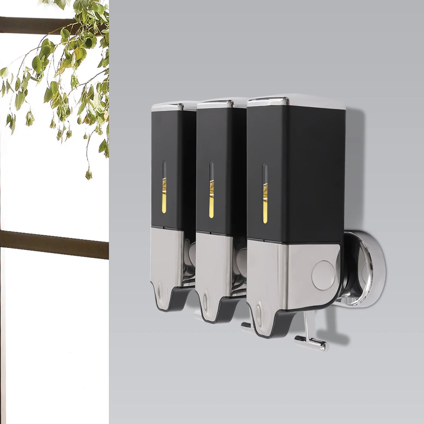 Triple Wall Mount Shampoo, Conditioner, Body Wash Dispenser 1500ml