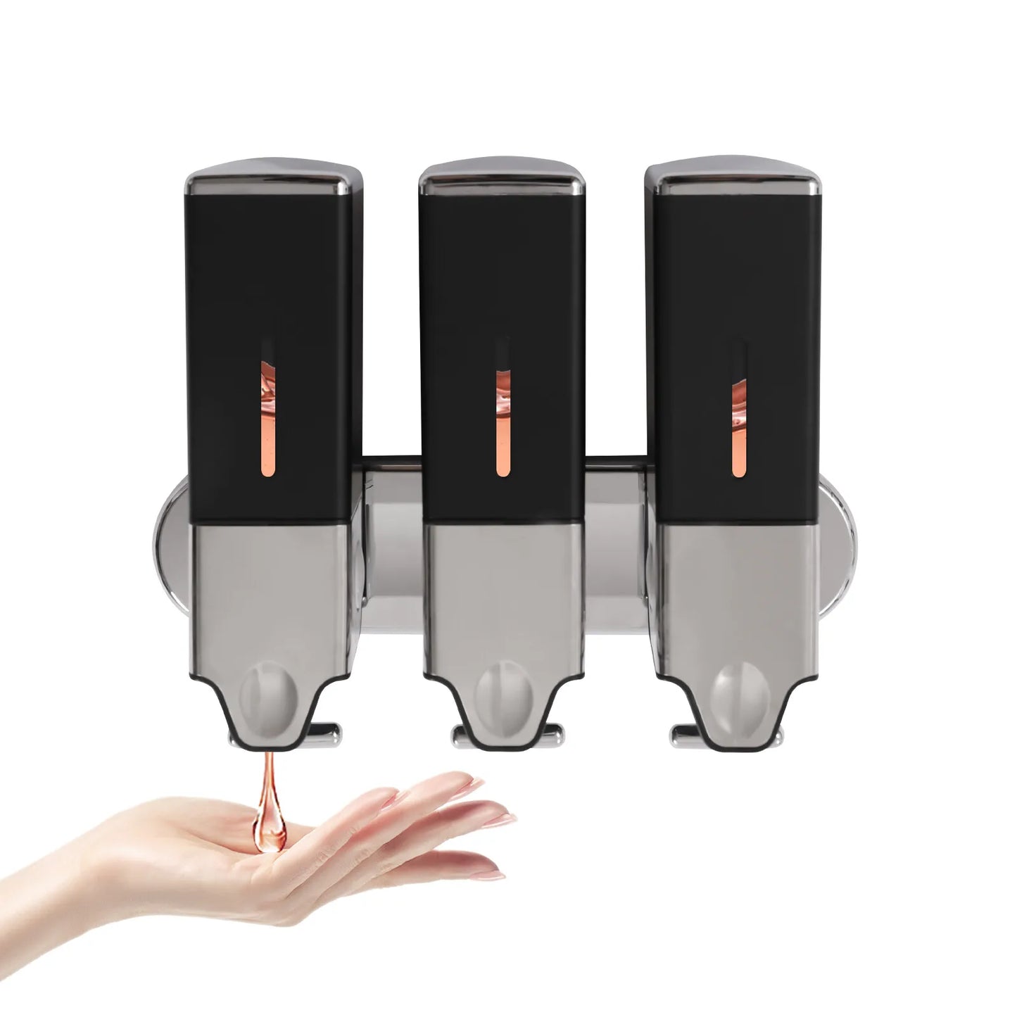 3-Bottles 3*500ml Wall Mount Shower Soap Shampoo Conditioner Dispenser