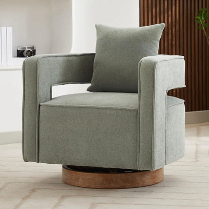 Set (2) Upholstered Swivel Accent Chair, Open Back Barrel Chair