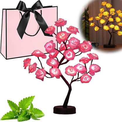 24 Multicolor Roses Table Lamp with Remote, USB Rechargeable