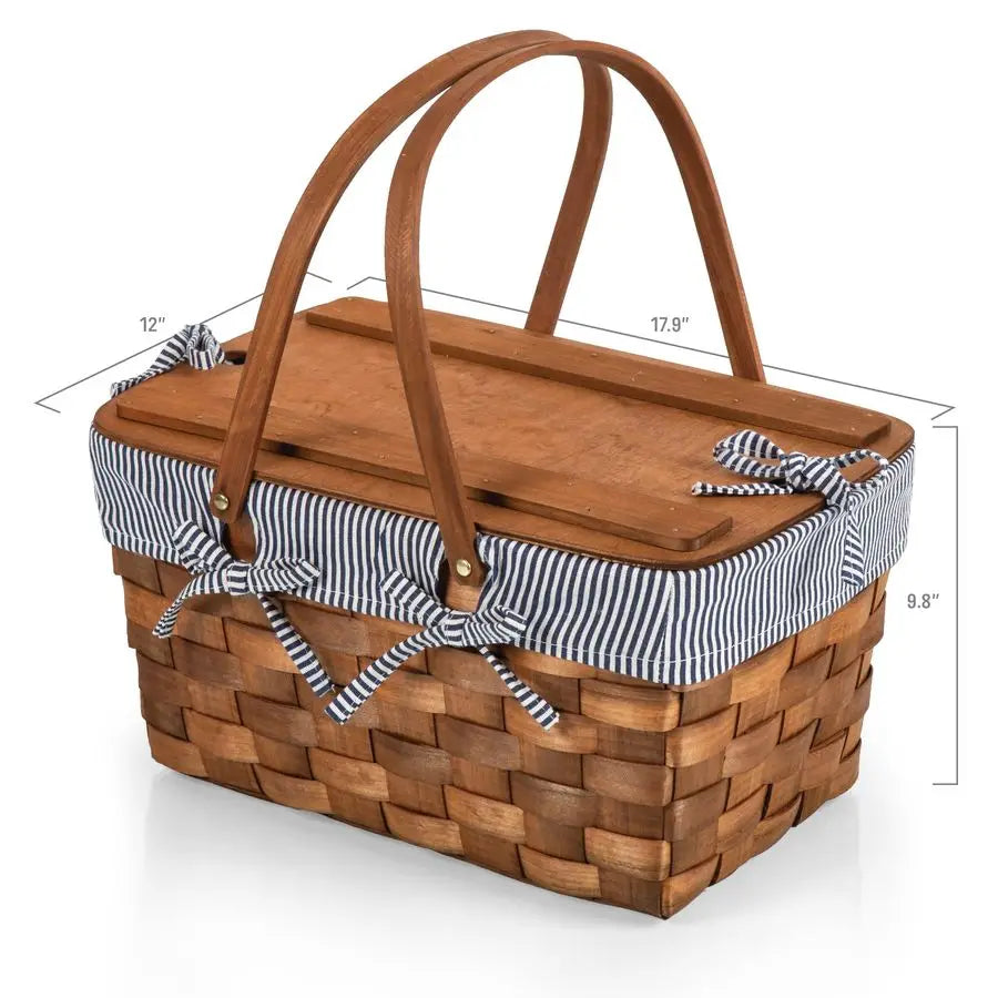 Handwoven Wicker Picnic Basket, Sturdy with Tabletop Lid
