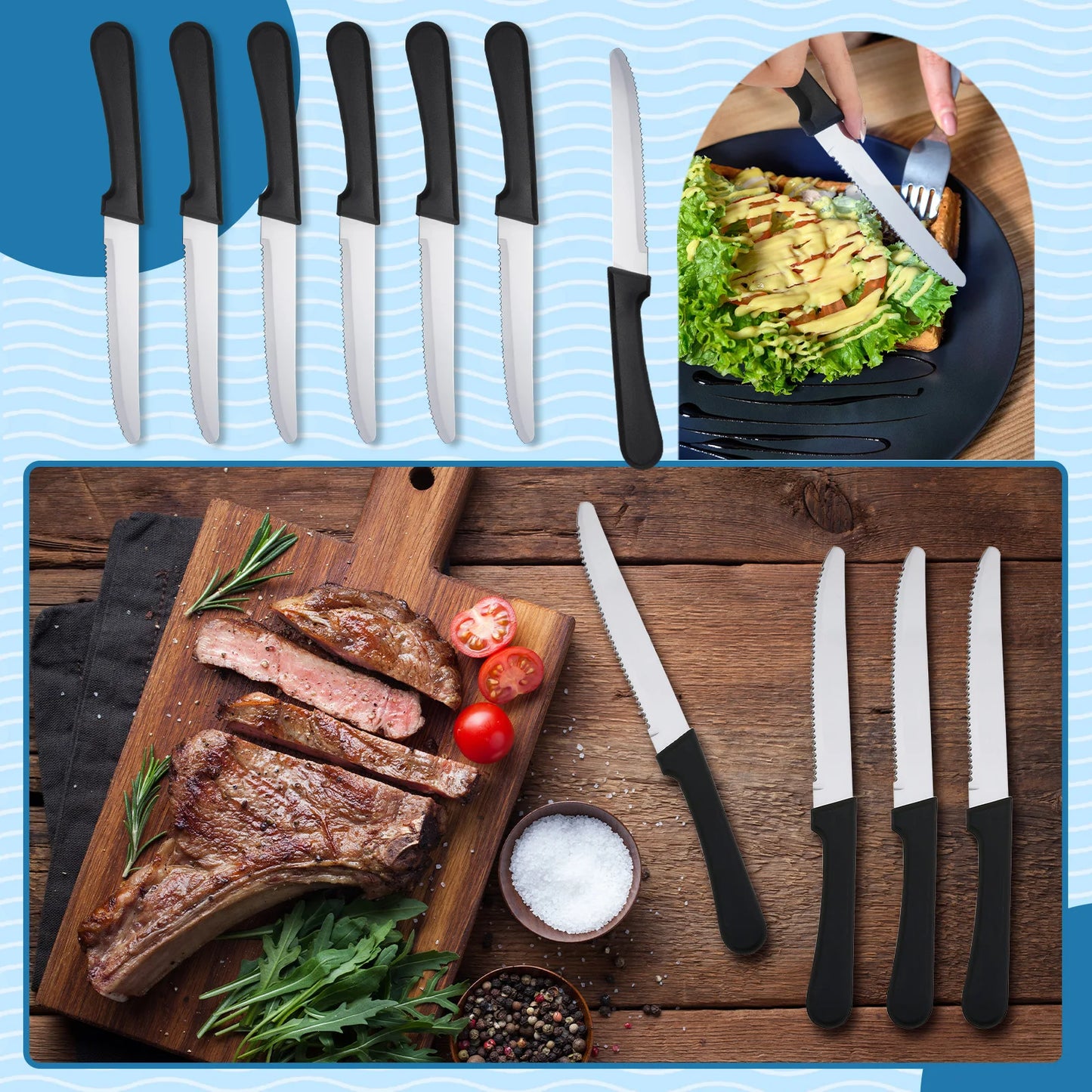 36pc Set of Steak Knives, Cutlery Practical, High Quality Plastic Handle