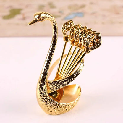 Elegant Swan Tableware Holder, Stainless Steel Spoon and Fork Base