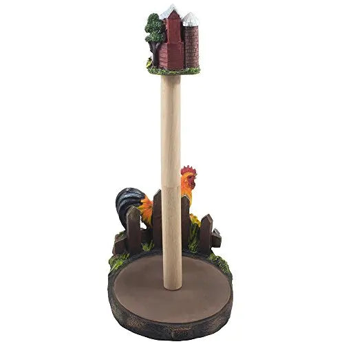 Farmhouse-Style Rooster and Mini Barn Paper Towel Dispenser