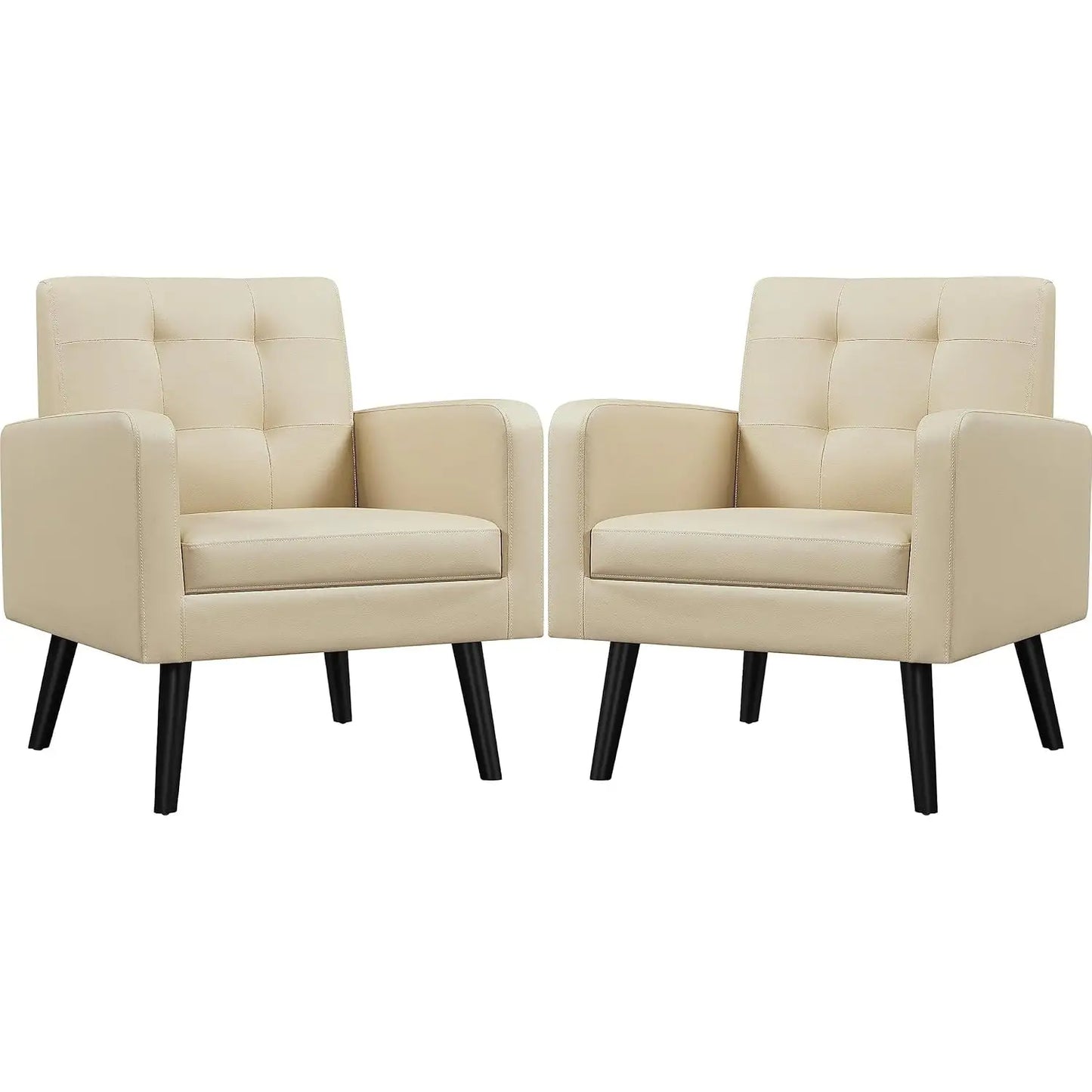 Set (2) Mid-Century Cozy Armchair, Button Tufted Back