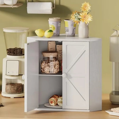 2 Tier Bamboo Corner Bread Box for Kitchen Counter